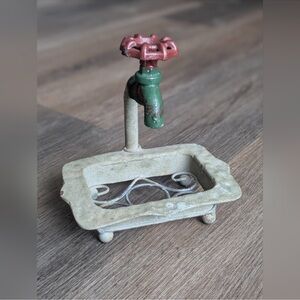 Green and Red Faucet Soap-Sponge Dish - Fun Home Accent!